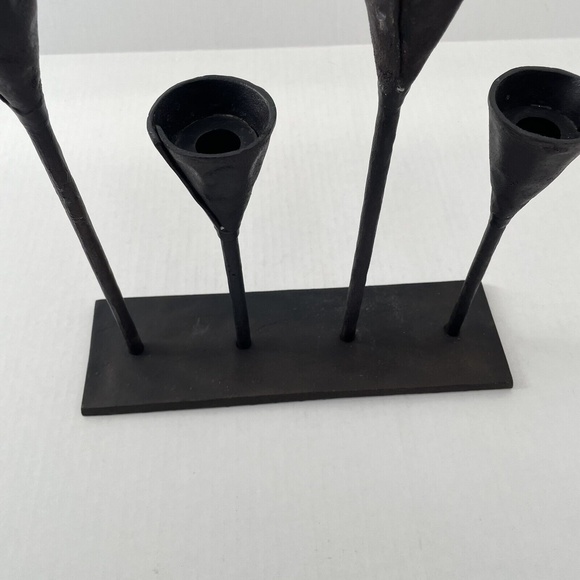 Pottery Barn Rustic Petaluma Brutalist Hammered Iron Multi Taper Candle Holder - Picture 7 of 9